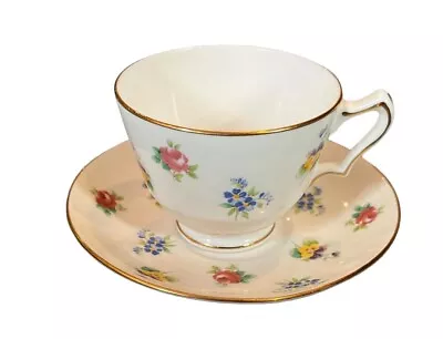 Buy VINTAGE Crown Staffordshire Tea Cup & Saucer Rose Pansy Flowers Fine Bone China • 19.27£