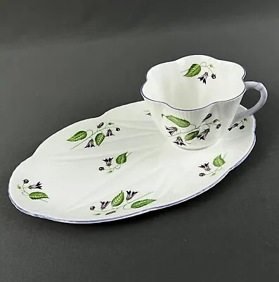 Buy Vintage Shelley Campanula Snack Set Dainty Flat Cup And 9 In Oval Plate England • 28.94£