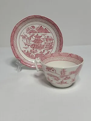 Buy Woods Ware Canton Tea Cup And Saucer Set Pink Transferware Wood & Sons England • 16.46£
