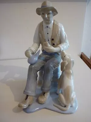Buy Lladro Style Large Porcelain Man With Dog Figurine  13  Made In Spain Vintage • 25£