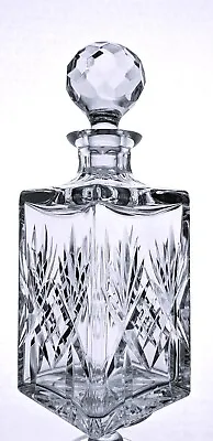 Buy Stunning Heavy Lead Crystal Cut Glass Square Whisky Decanter - 27cm, 2kg • 25£