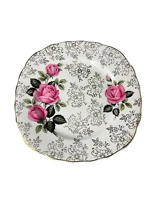 Buy Bone China English Pink Rose Square Side Plate Gold Trim Diameter 16 Cm Tea Dish • 7.97£