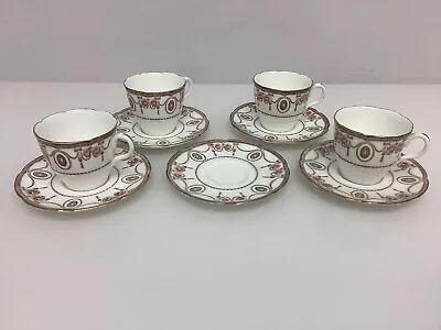 Buy Antique Royal Doulton Countess 4 Coffee Cups And 5 Saucers Pink Roses E4408 WE • 24.99£