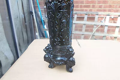 Buy Antique Victorian Davidsons Black Glass Spill Vase With Lion Heads • 12£