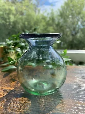 Buy Small Glass Vase Pot Paperweight Ornament Blue Green Clear Collectable • 6.93£