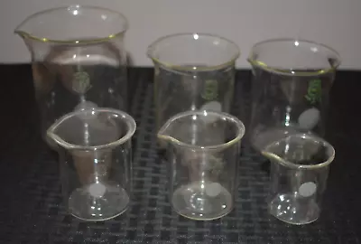 Buy Vintage PYREX Set Of 6 Glass Graduated Size Scientific Beakers 400ml, 250ml • 28.41£