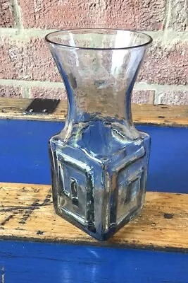 Buy Vintage GREY Glass Vase Greek Key - Dartington Design Frank Thrower 14 Cm • 17.99£