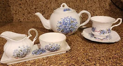 Buy Arthur Wood & Son Staffordshire England Teapot Serving Set Forget Me Not • 70.88£