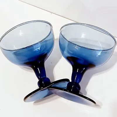 Buy Cobalt Blue Champagne Glasses Cocktail Coupe Set Of 2 Smooth Stem Large 9oz Bowl • 16.39£