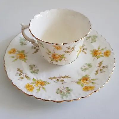 Buy Aynsley England Fine China Tea Cup Saucer Yellow Rose Shamrock Thistle 1920s VTG • 32.50£