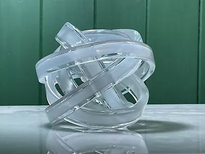 Buy Large Murano Style Clear With Frosted Stripe Ribbon Art Glass Knot Sculpture • 14.99£
