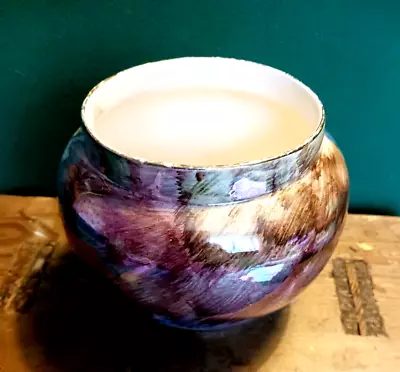 Buy Old Court Lustre Bowl. Vase. Abstract Design In Pinks, Purples And Blues. • 4£