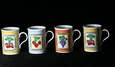 Buy 4 Crown Trent English Fine Bone China Strawberry Grapes Radish Coffee Tea Mugs  • 20.66£