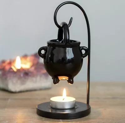Buy Black Hanging Cauldron Oil Burner Wax Melt Tea Light Holder Pagan Witch Gothic  • 11.99£
