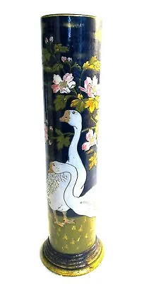 Buy  16  French Sarreguemines Antique Enamel Paint On Pottery Vase W/ 2 Geese • 433.33£