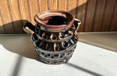 Buy Vintage Handcrafted Art Pottery Glazed Brown Grannycore Pot/Vase • 12.14£