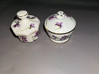 Buy 2 X Hammersley England Bone China Trinket Boxes Victorian Violets • 10£
