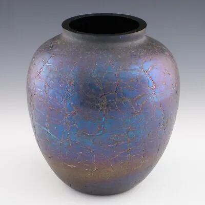 Buy An Iridescent Kralik Crackle Glass Vase C1905 • 345£
