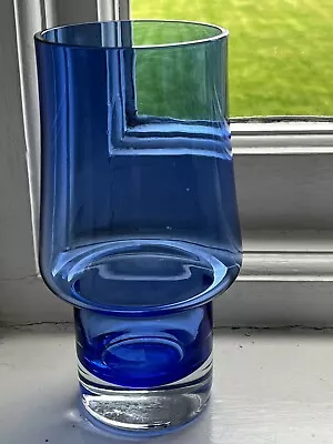 Buy Vintage Retro 70s Scandinavian Mid Century Blue Art Glass Vase 7” • 9.99£