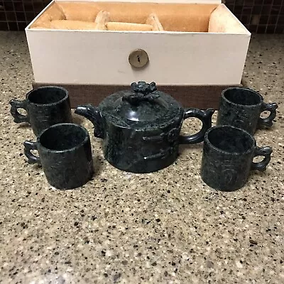 Buy Vintage Jade Miniature Tea Set: Tea Pot And 4 Mugs/Cups • 85.40£
