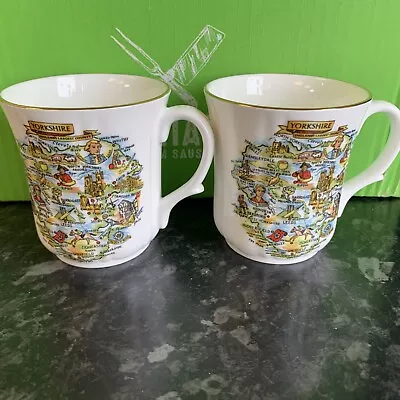 Buy Vintage Yorkshire, Bone China Tea Cups X2 • 7.99£