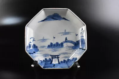 Buy F8753: Japanese Old Imari-ware Blue&White Landscape Person PLATE/dish 2pcs, • 23.57£