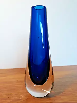 Buy Vintage Murano Sommerso Italian Art Glass Teardrop Cobalt Blue Vase H21cm • 35£