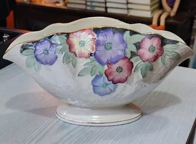 Buy 1930s Art Deco Maling Lustre Ware Oyster Vase / Bowl Petunia Pattern 154 • 30£