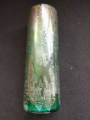 Buy Vintage Isle Of Wight Blue Green Michael Harris Cylinder Vase Flame Pontil • 54£