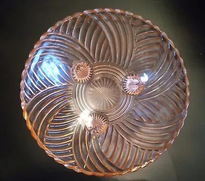 Buy Anchor Hocking Vintage Three Footed Pink Depression Glass Swirl Fruit Bowl • 11.57£