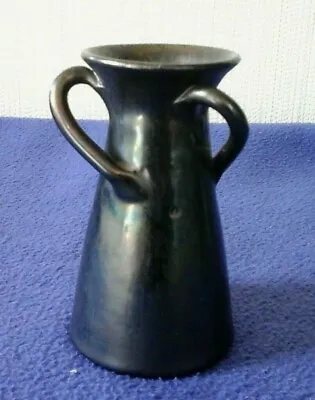 Buy Art Nouveau  Black Luster Glaze Tri Handle Vase • 26£