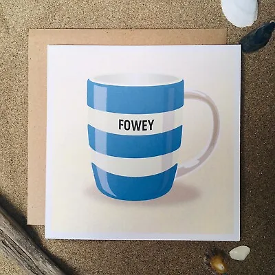 Buy Cornishware Inspired Greeting Card - 12oz Mug FOWEY • 3£