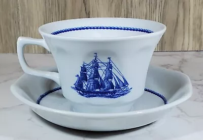 Buy Wedgewood  American Clipper  Blue Vintage Porcelain Flat Cup & Saucer • 19.16£