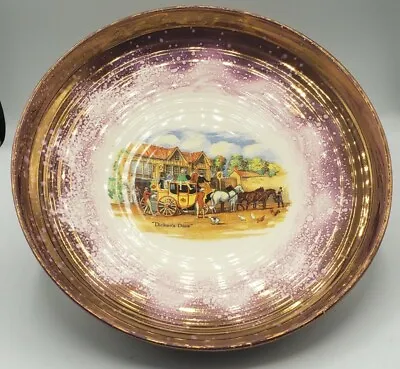 Buy Large 12 + Bowl Vintage English Gray's Pottery DICKENS DAYS Pink Luster • 35.72£