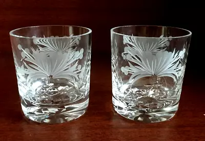Buy A Pair Of Royal Brierley Honeysuckle Pattern Cut Glass Whisky Tumblers - SIGNED. • 29.99£