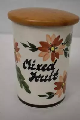 Buy Toni Raymond Pottery Mixed Fruit Storage Jar With Wooden Lid (circa 1960s) • 4.99£