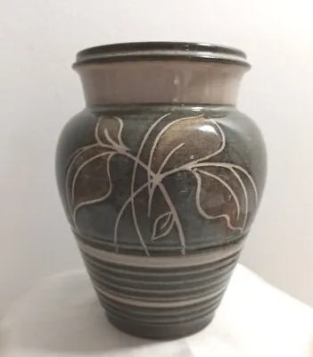Buy Bourne Denby Incised Fresco Ribbed Stoneware Vase 5.5  Tall Green • 16£