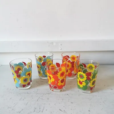 Buy Luminarc Retro 'Flower Power' Glass Tumblers Made In France X5 Midcentury 1970s • 39.99£