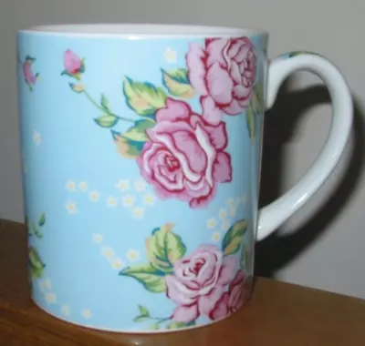 Buy HERON CROSS POTTERY FLORAL MUG BLUE WITH PINK ROSES New • 9.99£