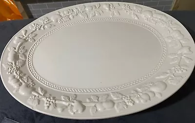 Buy St Michael M&S White Fruit  Embossed Platter Serving Plate VGC. Large 19” Approx • 23.99£