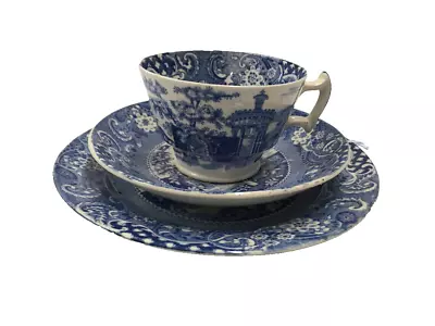 Buy Antique, Rare, Blue And White, Tea Cup Trio Set, W. R. Midwinter, C.1910 • 25£