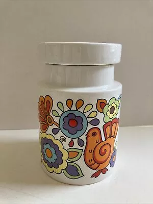 Buy Vintage Lord Nelson Pottery “gaytime” Lidded Jar Flower Power Bird Motif • 22£