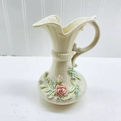 Buy VINTAGE Porcelain Vase Pitcher Belleek Pottery Aberdeen Raised Floral Ireland • 23.63£