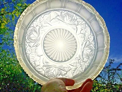Buy Art Deco Glass Bowl  Sowerby  Roses White Satin Finish Dish 1920's • 12.99£