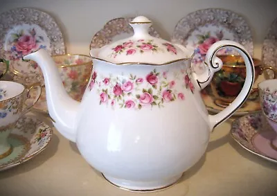 Buy Vintage Colclough Teapot Pink Cascade Rose Fine Bone China 1.75 Pint PRISTINE 🌸 • 39.95£