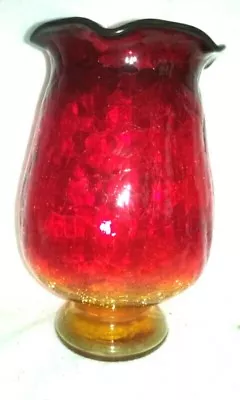 Buy Blenko Handcraft Vintage Red To Yellow Crackle Vase - 9  Tall - Rare. • 61.52£
