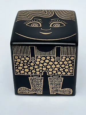 Buy Vintage Purbeck Pottery Cube Money Box, Gold Black Face Cat Toy Robert Jefferson • 30£