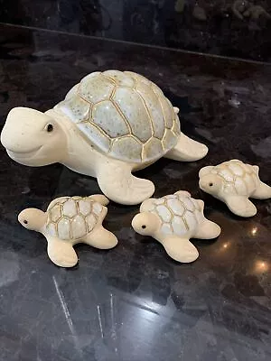 Buy Glazed Turtle Art Pottery Clay Family Figurine Hand Painted 9” Babies 3” • 18.25£