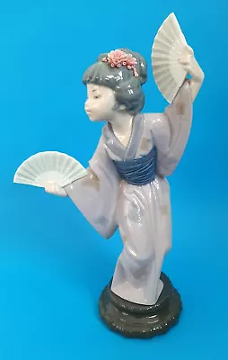 Buy LLADRO Madame Butterfly #4991 Japanese Geisha W/Fans, SPAIN 1978, 12  Tall • 74.92£