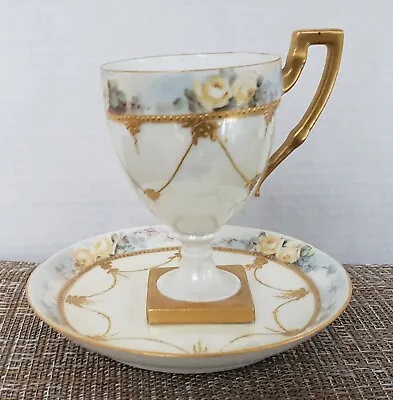 Buy Limoges PP LaSeynie Square Footed Cup And Saucer Antique See Below • 36.30£